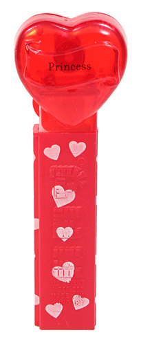 PEZ - Valentine - Princess - Nonitalic Black on Crystal Red