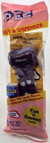 PEZ - Hearts - Valentine - Princess - Italic White on Dark Purple