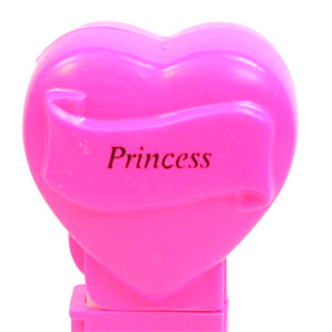 PEZ - Hearts - Valentine - Princess - Italic Black on Hot Pink