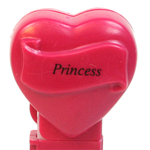 PEZ - Hearts - Valentine - Princess - Italic Black on Maroon