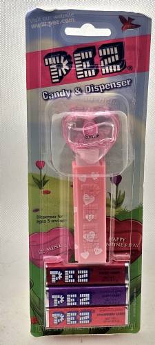 PEZ - Hearts - Valentine - Smile - Nonitalic Black on Crystal Pink