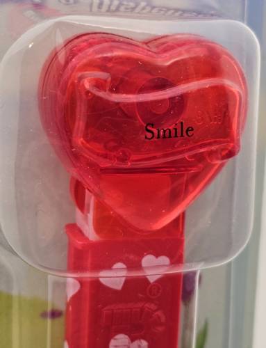 PEZ - Hearts - Valentine - Smile - Nonitalic Black on Crystal Red
