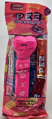 PEZ - Hearts - Valentine - Smile - Italic Black on Hot Pink