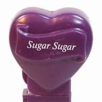 PEZ - Sugar Sugar  Italic White on Dark Purple on White hearts on dark purple