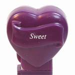 PEZ - Sweet  Italic White on Dark Purple on White hearts on dark purple