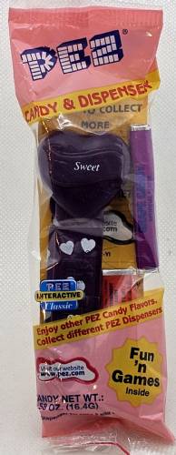 PEZ - Hearts - Valentine - Sweet - Italic White on Dark Purple