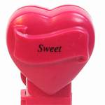 PEZ - Sweet  Italic Black on Maroon on White hearts on maroon