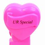 PEZ - UR Special  Italic Black on Hot Pink on White hearts on hot pink