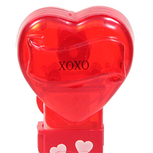 PEZ - Hearts - Valentine - XOXO - Nonitalic Black on Crystal Red