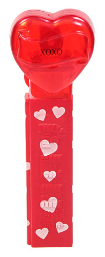 PEZ - Hearts - Valentine - XOXO - Nonitalic Black on Crystal Red