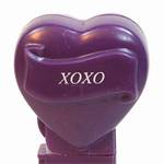 PEZ - XOXO  Italic White on Dark Purple on White hearts on dark purple