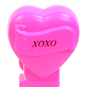 PEZ - Hearts - Valentine - XOXO - Italic Black on Hot Pink
