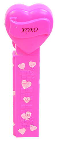 PEZ - Hearts - Valentine - XOXO - Italic Black on Hot Pink