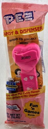 PEZ - Hearts - Valentine - XOXO - Italic Black on Hot Pink