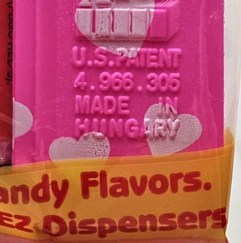 PEZ - Hearts - Valentine - XOXO - Italic Black on Hot Pink