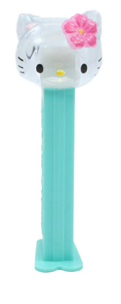 PEZ - Crystal Collection - Hawaiian Clear Crystal Head Pink Hibiscus