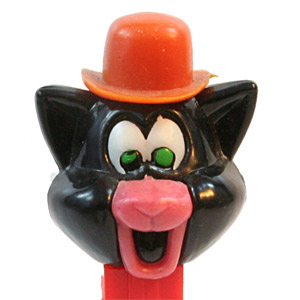 PEZ - Kooky Zoo - Cat with Derby (Puzzy) - Black/Orange/Pink