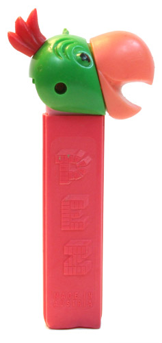 PEZ - Kooky Zoo - Cockatoo - Green Head, Peach Beak