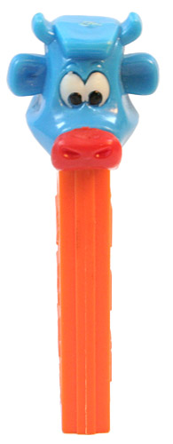 PEZ - Kooky Zoo - Cow - Blue Head, Red Nose - A