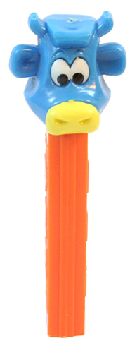 PEZ - Kooky Zoo - Cow - Blue Head, Yellow Nose - A