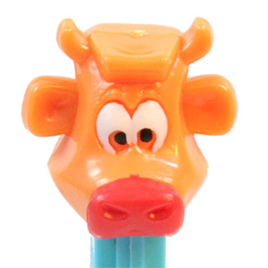 PEZ - Kooky Zoo - Cow - Orange Head, Red Nose - A
