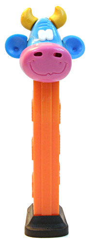 PEZ - Kooky Zoo - Cow - Blue/Yellow/Pink/Blue - B