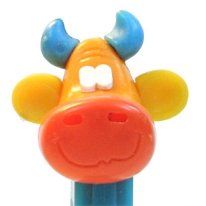 PEZ - Kooky Zoo - Cow - Orange/Blue/Red/Yellow - B