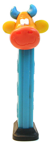 PEZ - Kooky Zoo - Cow - Orange/Blue/Red/Yellow - B