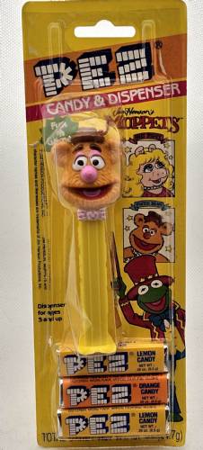 PEZ - Muppets - Fozzie Bear - Light Pink Nose - HA! 1991 Copyright - A