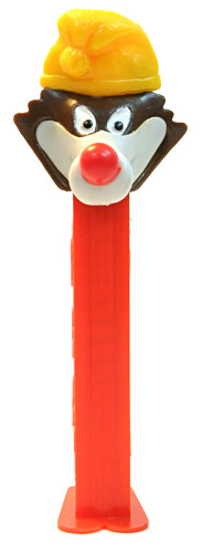 PEZ - Olympics - Vucko Wolf with Cap - Brown Head, Yellow Cap