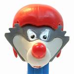 PEZ - Vucko Wolf with Helmet  Gray Head, Red Helmet