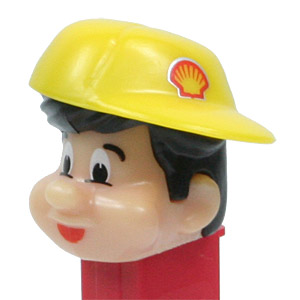 PEZ - Gas Station Boys - Shell Oil Boy - Non-Glowing, Black Hair