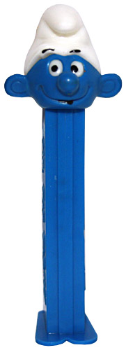 PEZ - Smurfs - Series A - Smurf - White Hat, With Tongue - A