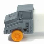 PEZ - Cab #R2 B Silver Cab, Orange Wheels on white with white fender