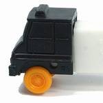 PEZ - Cab #R3 B Black Cab, Orange Wheels on white with white fender