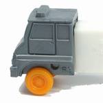 PEZ - Cab #R3 B Silver Cab, Orange Wheels on white with white fender