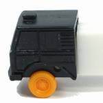 PEZ - Cab #R4 B Black Cab, Orange Wheels on white with white fender