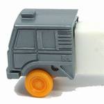 PEZ - Cab #R4 B Silver Cab, Orange Wheels on white with white fender