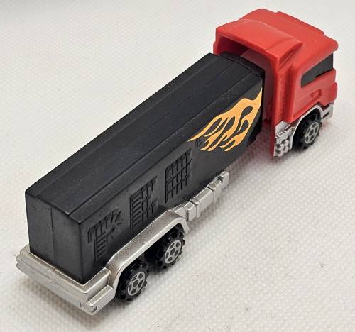 PEZ - Series E - Transporter - Red cab, black trailer with flames