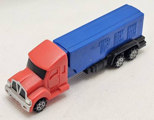 PEZ - Series E - Truck with V-Grill - Red cab, blue trailer