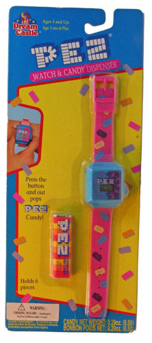 PEZ - Watches and Clocks - Watch & Candy Dispenser - Blue with Pink Band