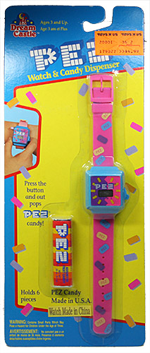 PEZ - Watches and Clocks - Watch & Candy Dispenser - Blue with Pink Band