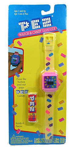 PEZ - Watches and Clocks - Watch & Candy Dispenser - Pink with Yellow Band
