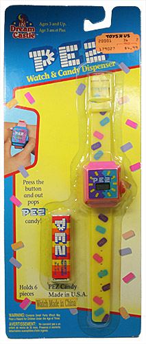 PEZ - Watches and Clocks - Watch & Candy Dispenser - Pink with Yellow Band