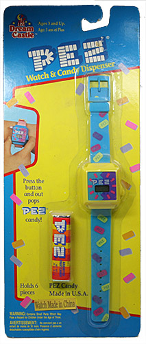 PEZ - Watches and Clocks - Watch & Candy Dispenser - Yellow with Blue Band