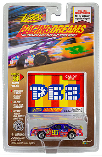 PEZ - Johnny Lightning - Racing Dreams Car - yellow 95 - B