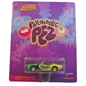 PEZ - Johnny Lightning - Psychedelic PEZ - Psychedelic Camaro - Green