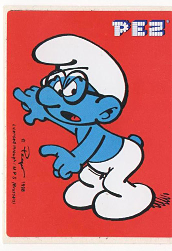 PEZ - Stickers - Smurfs - 1998 - Brainy Smurf