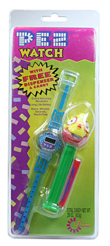PEZ - Watches and Clocks - Wrist band watch with dispenser - Blue/Clear with I-Saur