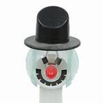 PEZ - Snowman C Clear Crystal Head, Black Hat